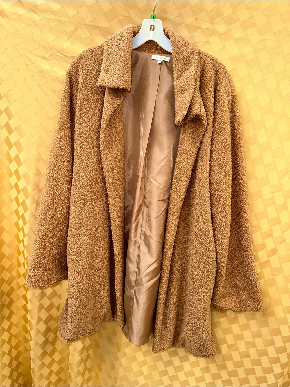 Plush Teddy Jacket in Camel - Lightweight Open-Front Coat